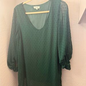 Sheer Green Dress with puffy sleeves